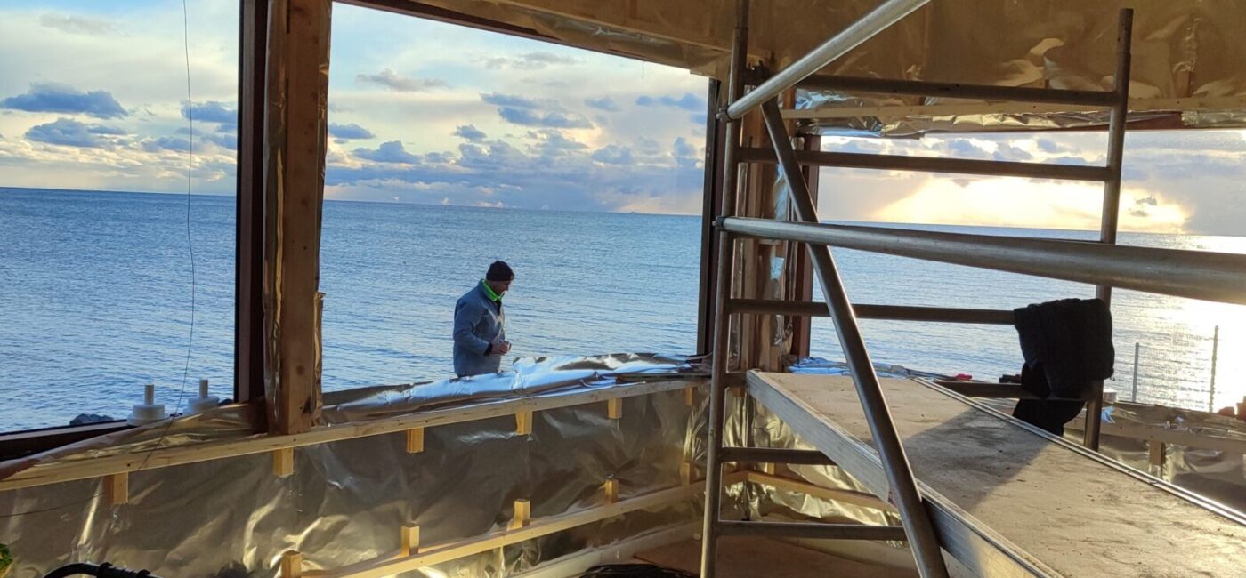 byggetilsyn på Bornholm under opførelse af sauna